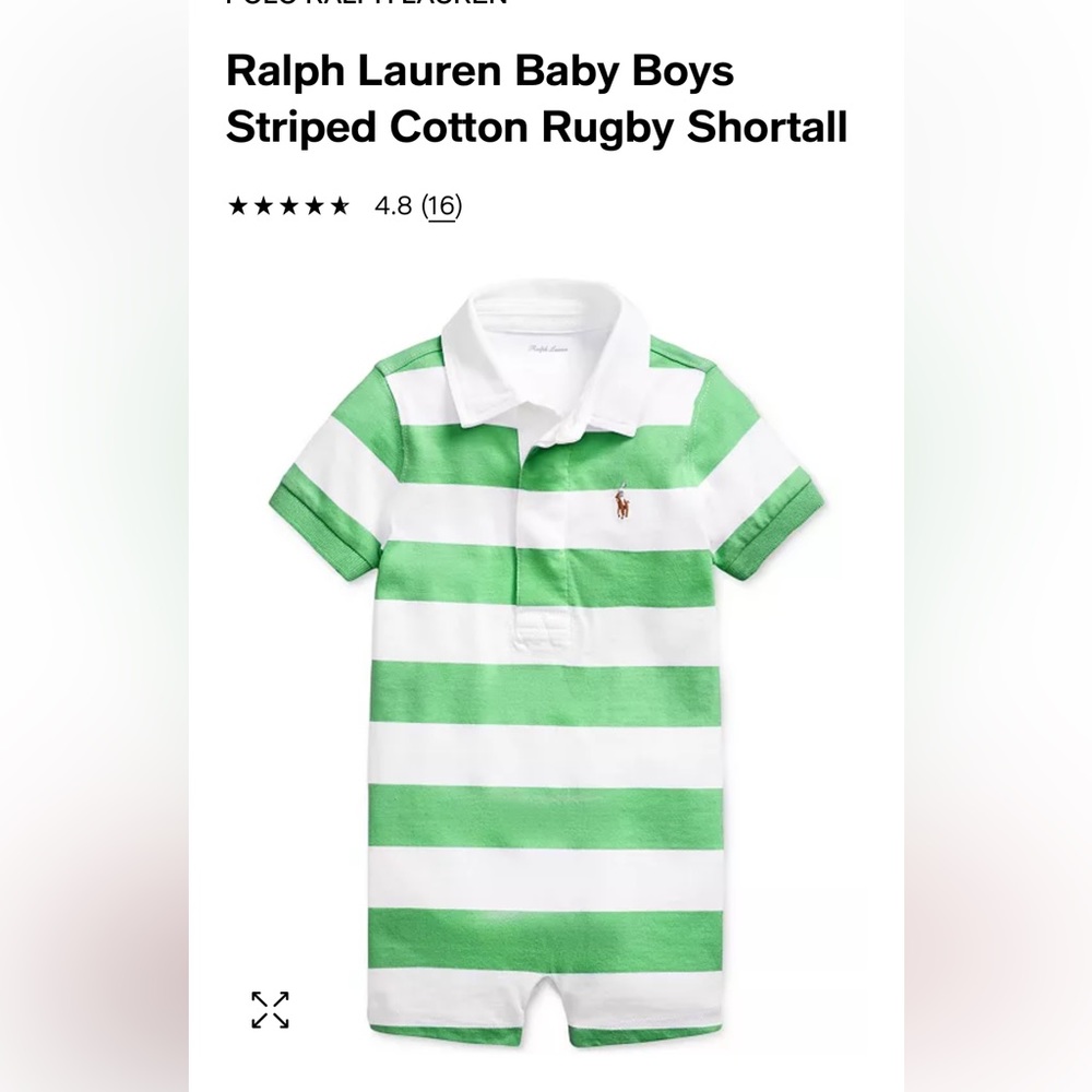 Ralph Lauren baby striped rugby polo shortall onesie